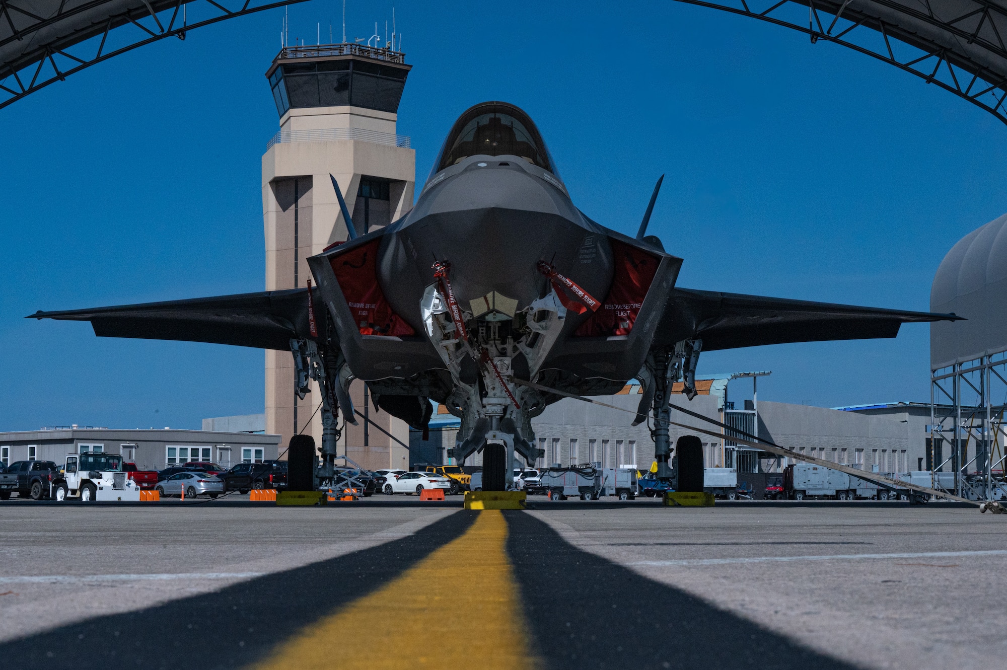 F-35A Lighting II sits on flight line