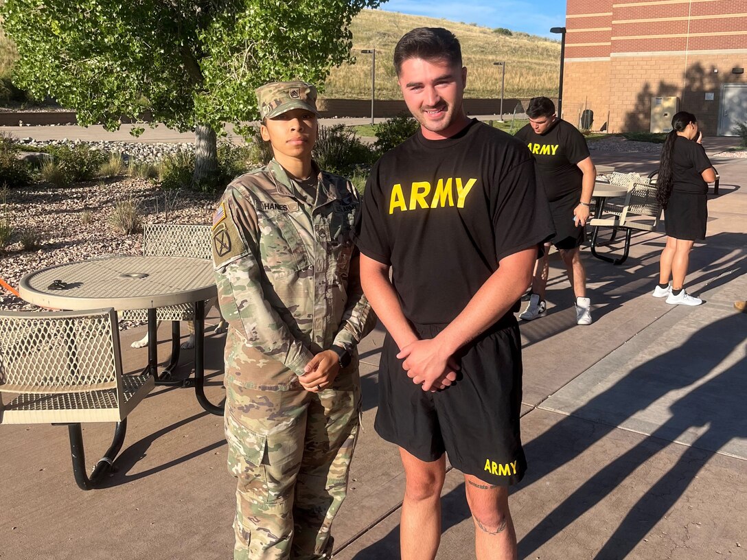 Staff Sgt. Qwane Hane and Sgt. Russel Mendenhall at the Fort Carson Soldier Recovery Unit