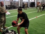 MSG Natalia Laughlin participated in ACFT in June 2022 at Keeler Gym.