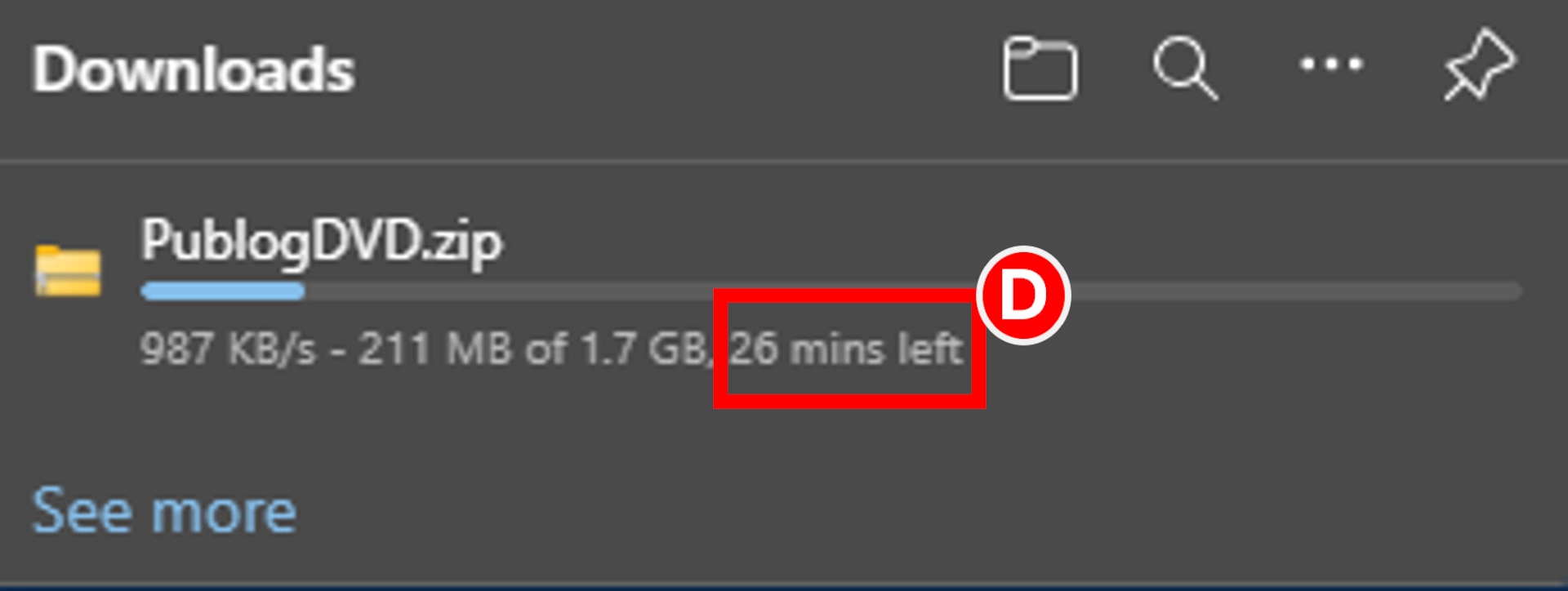 User must wait typically 25 to 30 minutes for the PublogDVD.zip package to fully download.