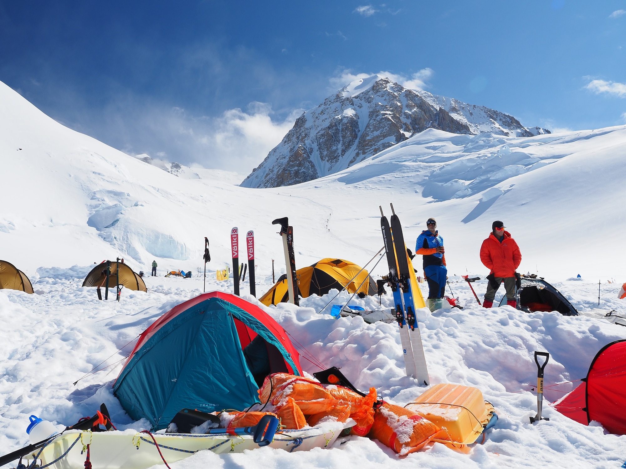 A camp on Mount Denali, Alaska.