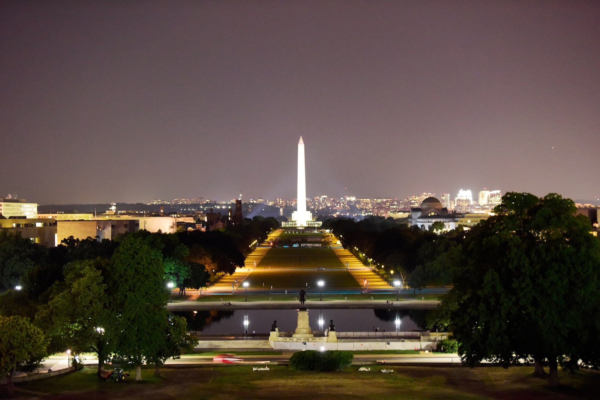A night photo taken of the Washington Monument in Washington D.C. on July 12.