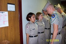 U.S. Air Force 1st Lt. Claudia Hinchey, 9th Medical Group resource management and commander’s support staff flight commander, was a member of the Corps of Cadets during her freshman year at Texas A&M University, Texas, in Fall 2004. The Corps of Cadets is a military-style organization that teaches leadership to cadets. (Courtesy Photo)