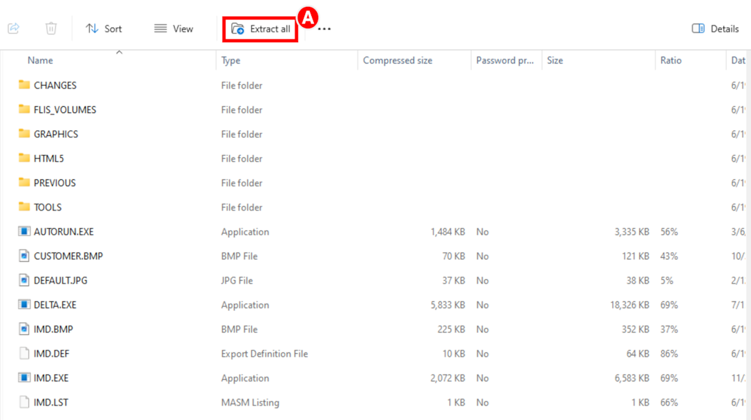 From the PublogDVD.zip file location in the file explorer the user must select "Extract all".