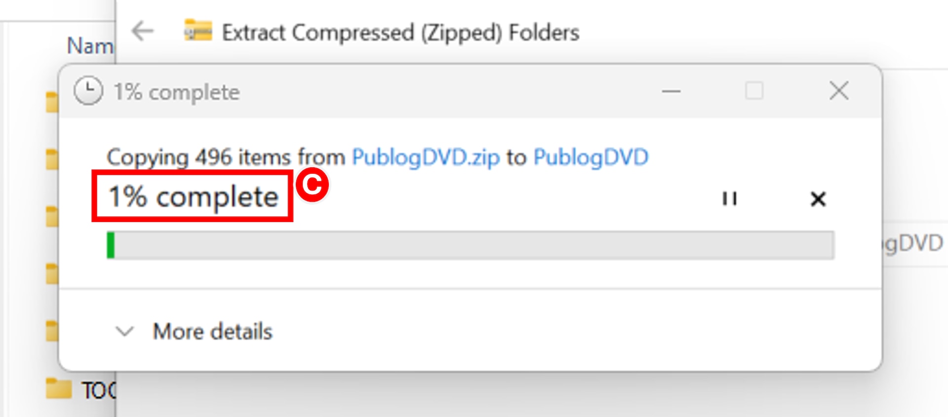 The PublogDVD package extraction from the .zip may take a few minutes because Publog contains close to 500 file items.