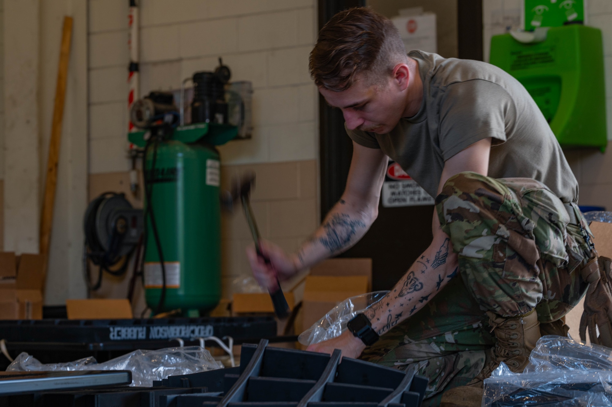 Air transportation specialists build pallets and implement necessary safety and security precautions for handling, storing and transporting materials.