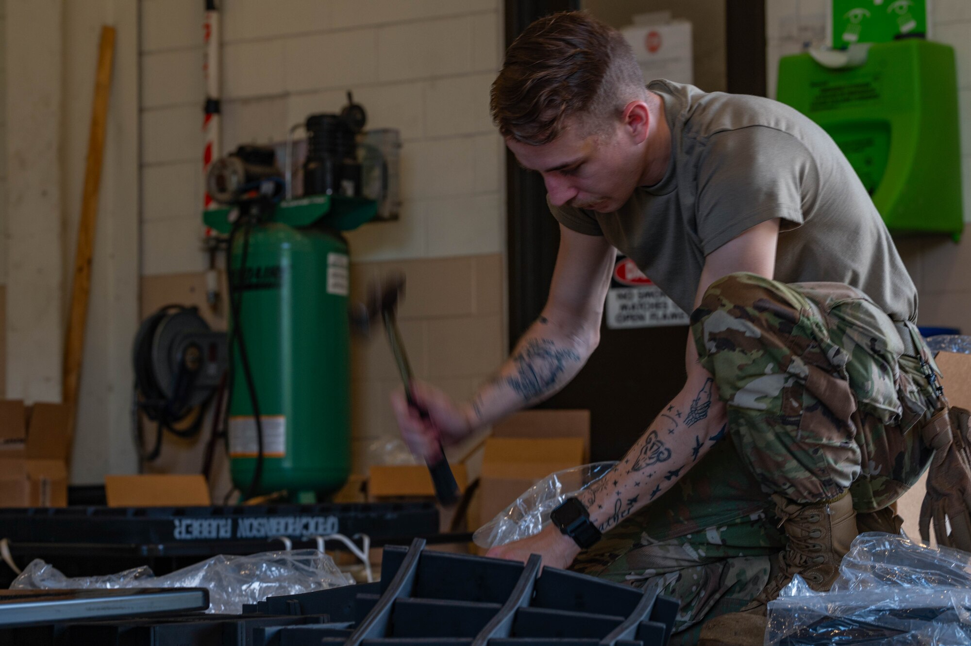 Air transportation specialists build pallets and implement necessary safety and security precautions for handling, storing and transporting materials.