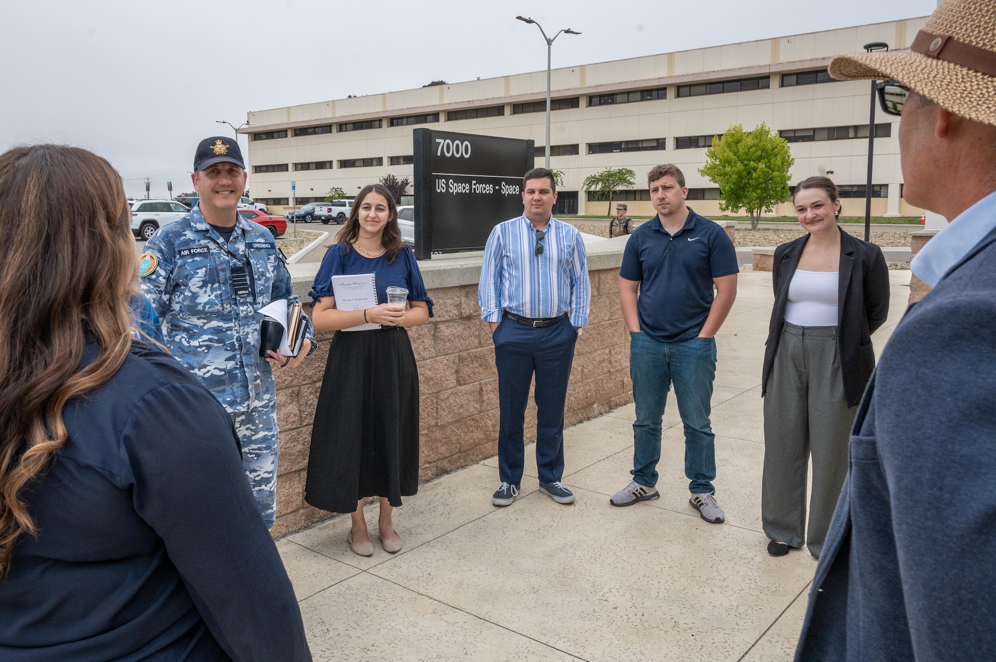 Military staff greet members of the congressional senior staff fellowship.