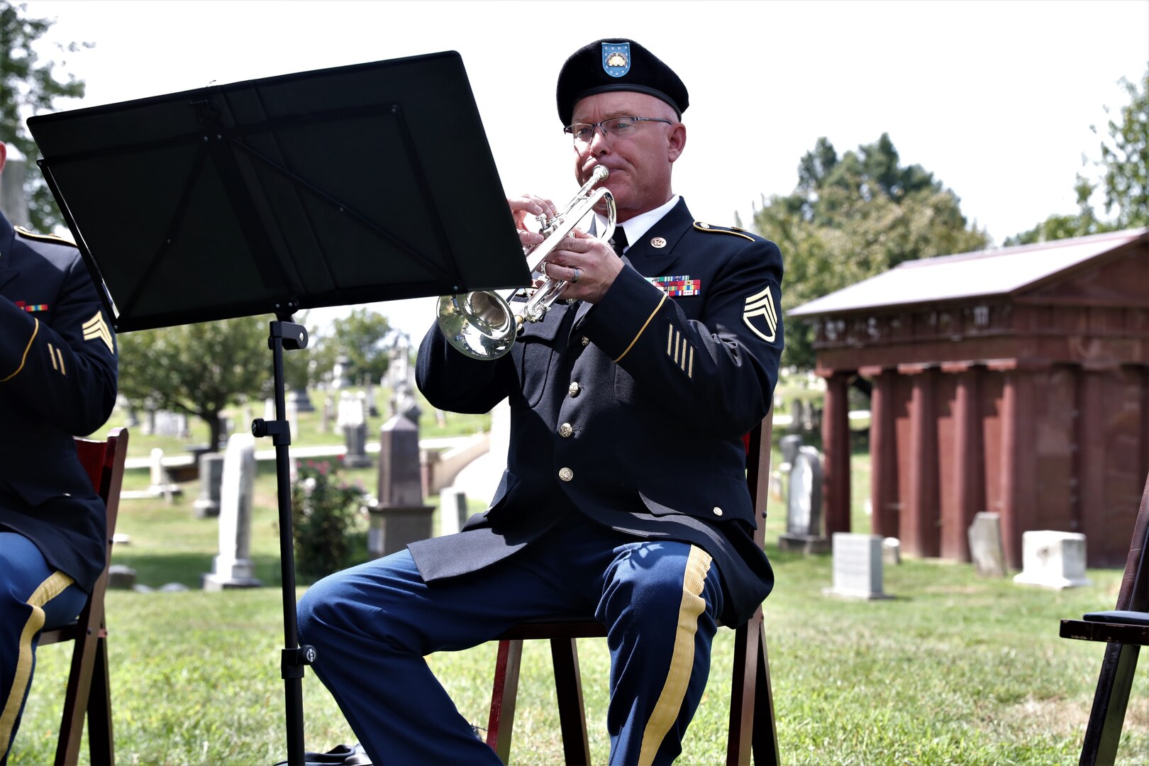 Members of the District of Columbia National Guard in collaboration with Historic Congressional Cemetery participate in a community-wide program and wreath laying ceremony honoring the dozens of D.C. Militia members buried at the cemetery who fought in the Battle of Bladensburg, in Washington, D.C., on Aug. 24, 2024. The ceremony featured remarks from various speakers and recognized the Militiamen who defended the nation’s capital on August 24, 1814.