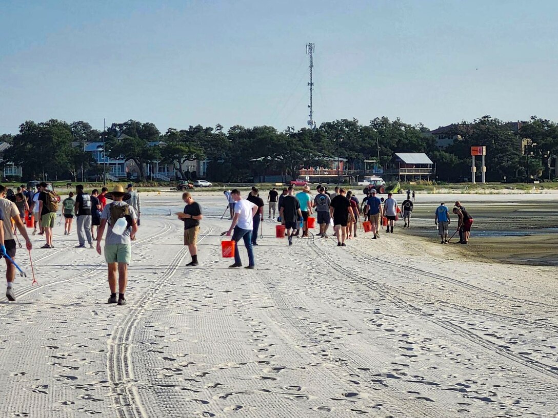 Seabees, assigned to Naval Mobile Construction Battalion 133 (NMCB 133), participate in a community outreach event as part of the Navy's Sailor 360 program in Gulfport, Mississippi, August 23, 2024.