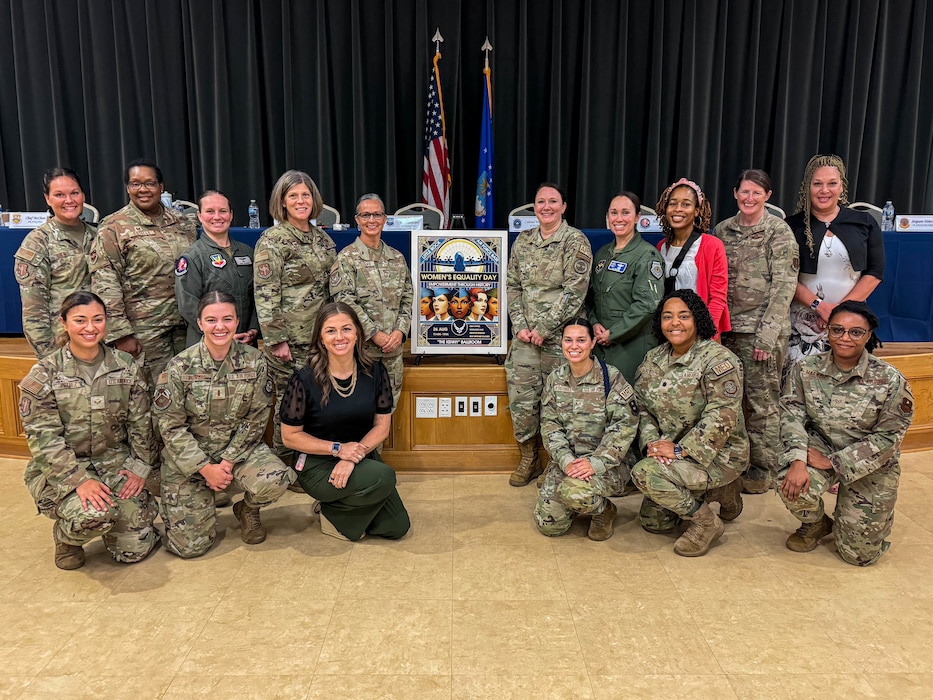 Members of Team Little Rock pose for a group photo at Little Rock Air Force Base, Arkansas, Aug. 26, 2024. On Women’s Equality Day, we recognize the courage of generations of visionaries who fought tirelessly for the sacred cause of women’s suffrage and all those who continue to work toward a more equitable future for women and girls in United States.