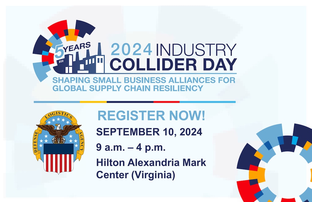 Decorative graphic with date and times for 2024 Industry Collider Day