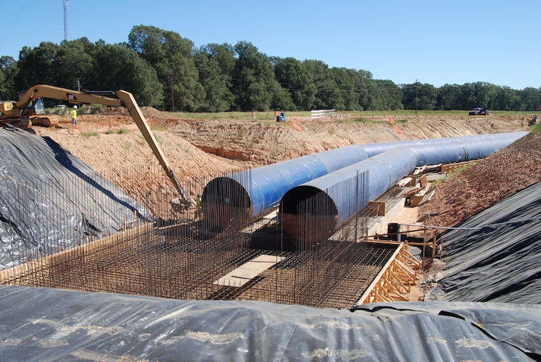 In 2016 the Memphis District constructed the project’s widened canal reservoir that will regulate the water levels and reduce wave action in the downstream irrigation canals due to differential water levels caused by the operation of the Grand Prairie pumping station that pulls surface water from the White River. The widened canal reservoir will then deliver the surface water through a series of canals, for distribution to the various on-farm reservoirs.  The on-farm reservoirs will then be used to supplement the farmers irrigation needs for their crops such as rice.