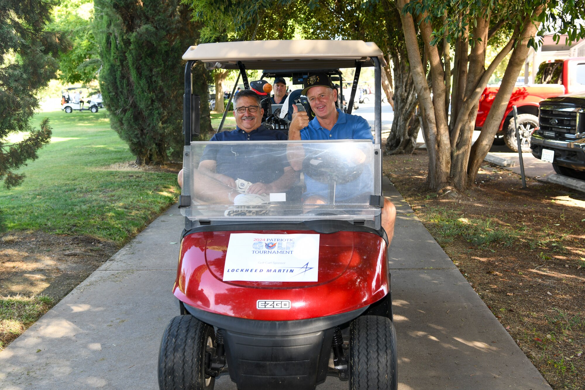 Representatives of Lockheed Martin network during annual Patriotic Golf Tournament in Marysville, California, Aug. 23, 2024.