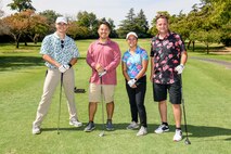 U.S. Air Force Airmen from the 9th Reconnaissance Wing pose for a photo while competing in annual Patriotic Golf Tournament in Marysville, California, Aug. 23, 2024.
