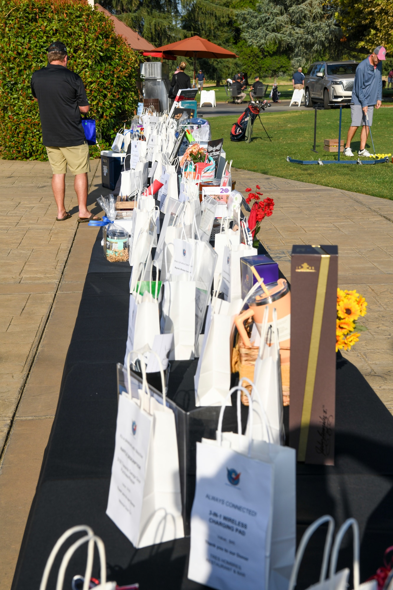 Prizes are raffled off at the annual Patriotic Golf Tournament in Marysville, California, Aug. 23, 2024.
