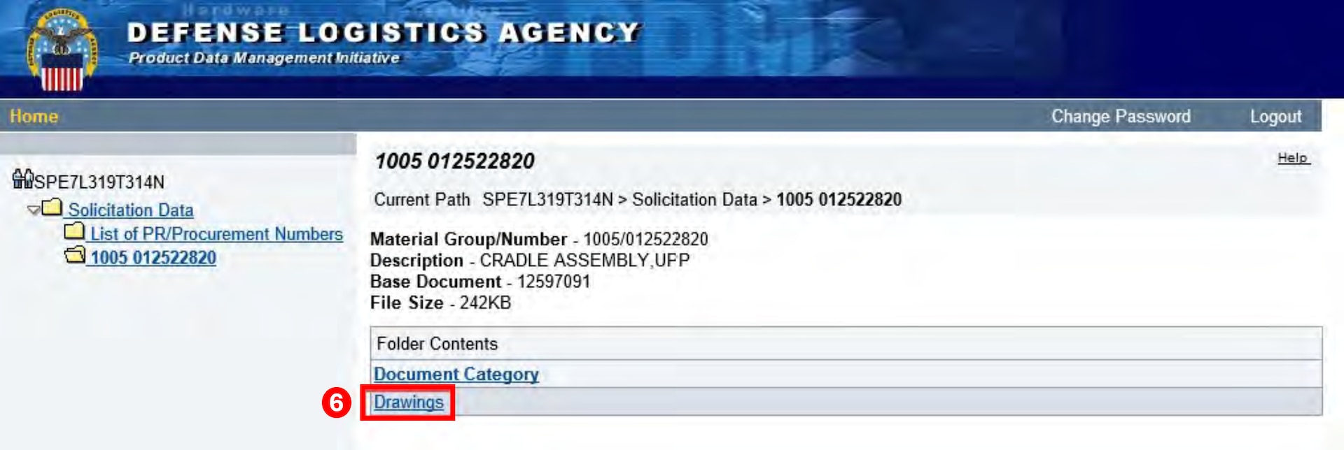 When the folder contents appear, select the type of technical data to view.
