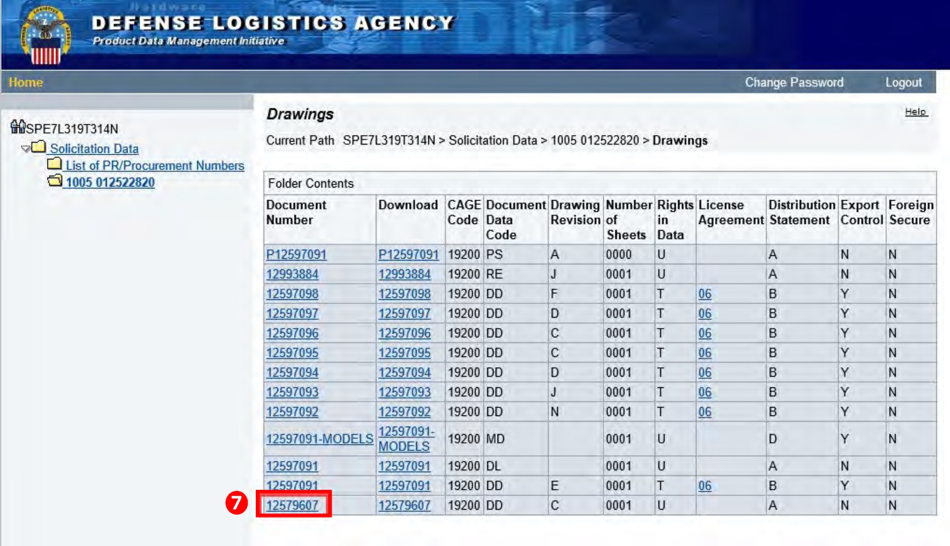Select an item in the Document Number column to view the tech data available for download.