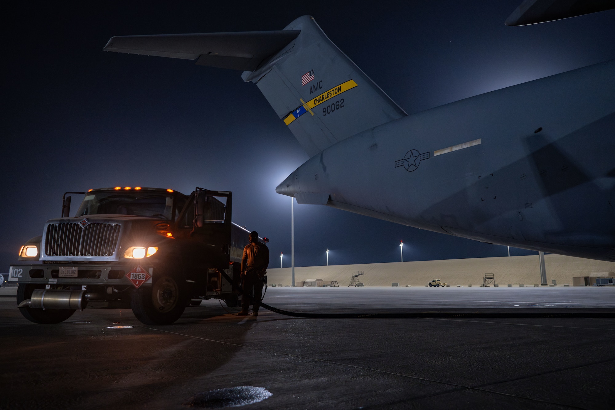 he 379th ELRS Fuels Flight supports 20 partnered nations throughout the USCENTCOM AOR. These regional partners operate alongside the 379th Air Expeditionary Wing in support of the Ninth Air Force’s (U.S. Air Forces Central) mission to maintain peace and stability across the region. (U.S. Air Force photo)