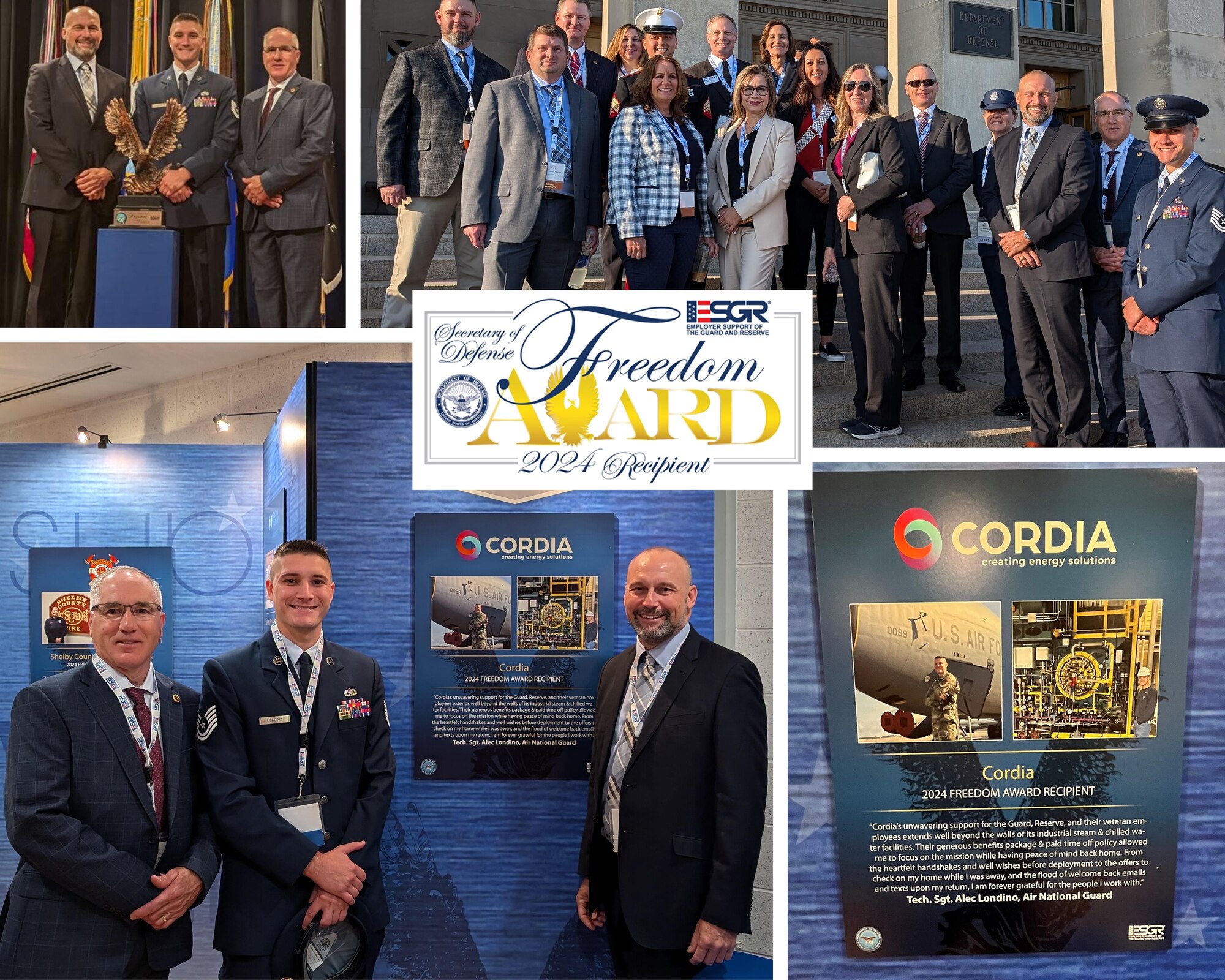 A graphic illustration of images captured by various individuals during the ESGR Freedom Award presentation on August 22, 2024, in Washington D.C. (U.S. Air National Guard Illustration by Master Sgt. Bryan Hoover)
