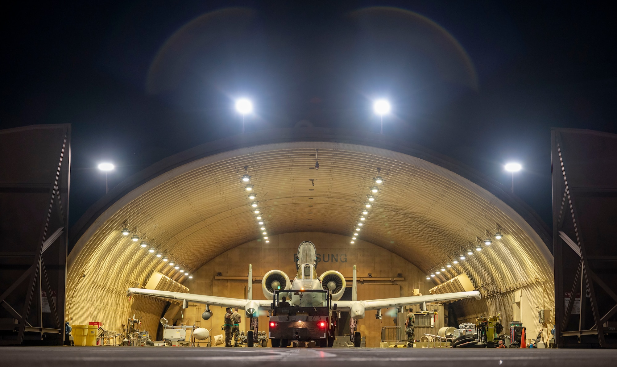 U.S. Air Force Airmen assigned to the 25th Fighter Generation Squadron perform maintenance checks on an A-10 Thunderbolt II during Ulchi Freedom Shield 24, at Osan Air Base, Republic of Korea, Aug. 22, 2024. The 25th Fighter Squadron "Assam Draggins" have flown and operated the A-10 since 1982, providing specialized close air support in support of the 51st Fighter Wing's mission to provide combat ready forces in defense of the Korean Peninsula. Training events like UFS24 demonstrate the U.S. ironclad commitment to the ROK and reinforce regional stability within the U.S. Indo-Pacific Command. (U.S. Air Force photo by Senior Airman Sabrina Fuller-Judd)