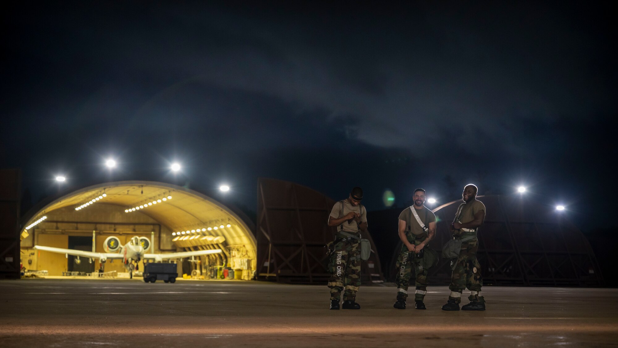 U.S. Air Force Airmen assigned to the 51st Maintenance Squadron secures an A-10 Thunderbolt II into a hanger assisting the 25th Fighter Generation Squadron personnel with maintenance checks during Ulchi Freedom Shield 24, at Osan Air Base, Republic of Korea, Aug. 22, 2024. The 51st Maintenance Squadron is responsible for conducting on-and-off equipment maintenance for A-10s and F-16 Fighting Falcons. This combined exercise highlights the U.S. ironclad commitment to the alliance in building a robust defense posture to defend the people of the ROK against a spectrum of security threats. (U.S. Air Force photo by Senior Airman Sabrina Fuller-Judd)