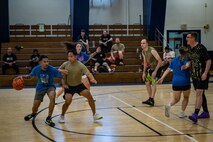 U.S. Airmen compete in a basketball game  during Wing Sports Day at Misawa Air Base.
