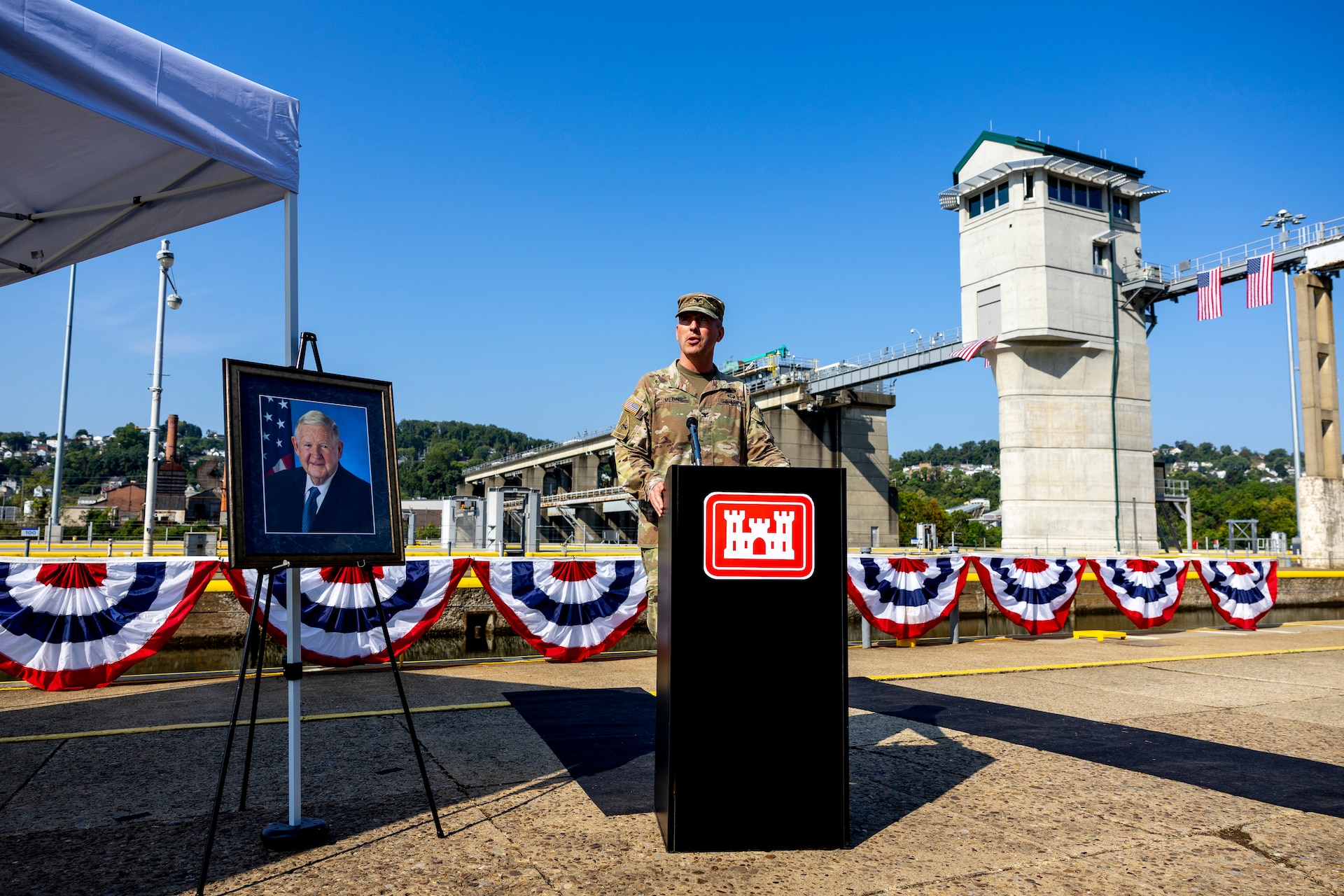 Ribbon-cutting ceremony for the John P. Murtha Locks and Dam.