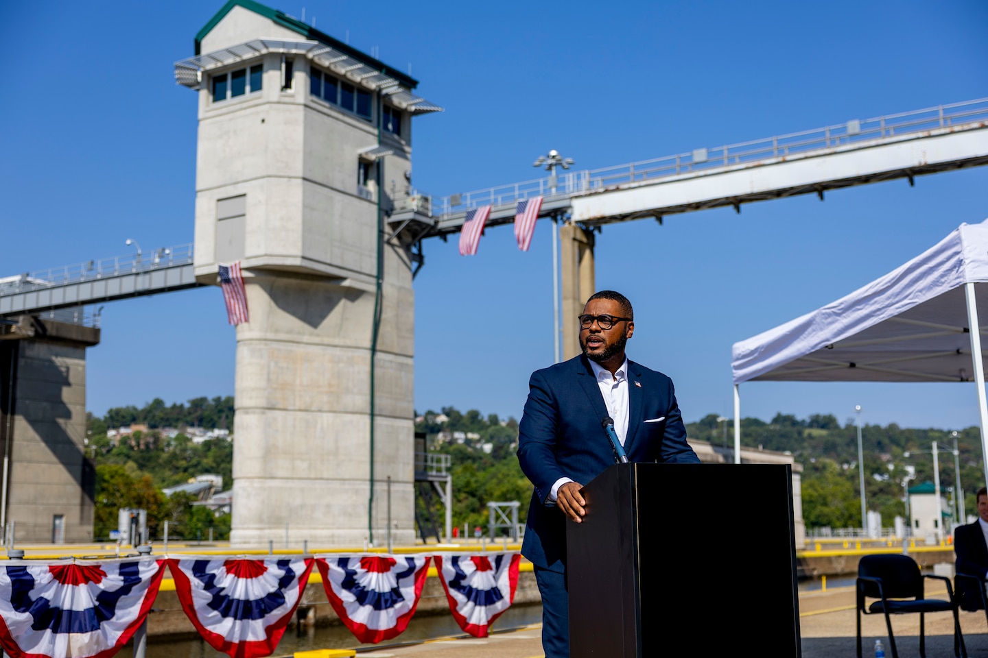 Ribbon-cutting ceremony for the John P. Murtha Locks and Dam.