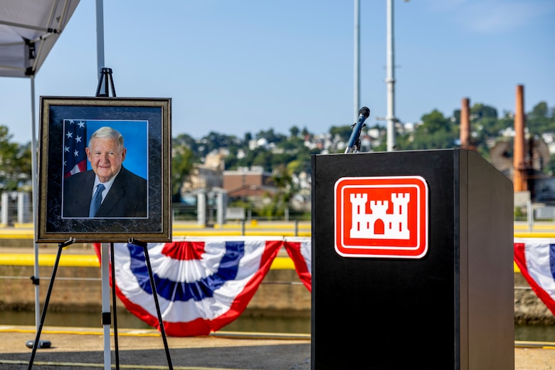 Ribbon-cutting ceremony for the John P. Murtha Locks and Dam.