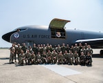 Participants in the 30th Annual International Junior Officer Leadership Development course pose for a photo in front of a KC-135R Stratotanker assigned to the 134th Air Refueling Wing, Aug.14, 2024, at Joint Base Andrews, Maryland. IJOLD is an annual event designed to expand International Air Reserve junior officers to leadership concepts while collaborating with other NATO nations to better understand differing military cultures.