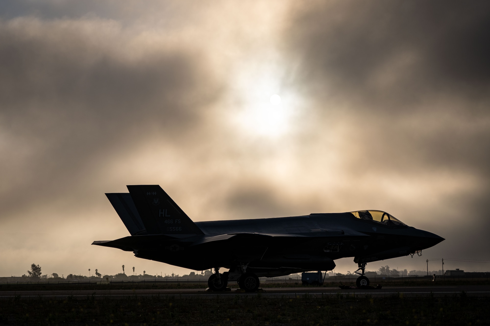 A U.S. Air Force F-35A Lightning II is parked on the runway during Exercise Agile Flag 24-3 at Santa Maria, Aug. 5, 2024. AGILE FLAG 24-3 is an Air Combat Command certification exercise that tested the 23rd Wing’s ability to generate combat air power while continuing to move, maneuver, and sustain wing and subordinate force elements in a dynamic and contested environment. (U.S. Air Force photo by 2nd Lt. Benjamin Williams)