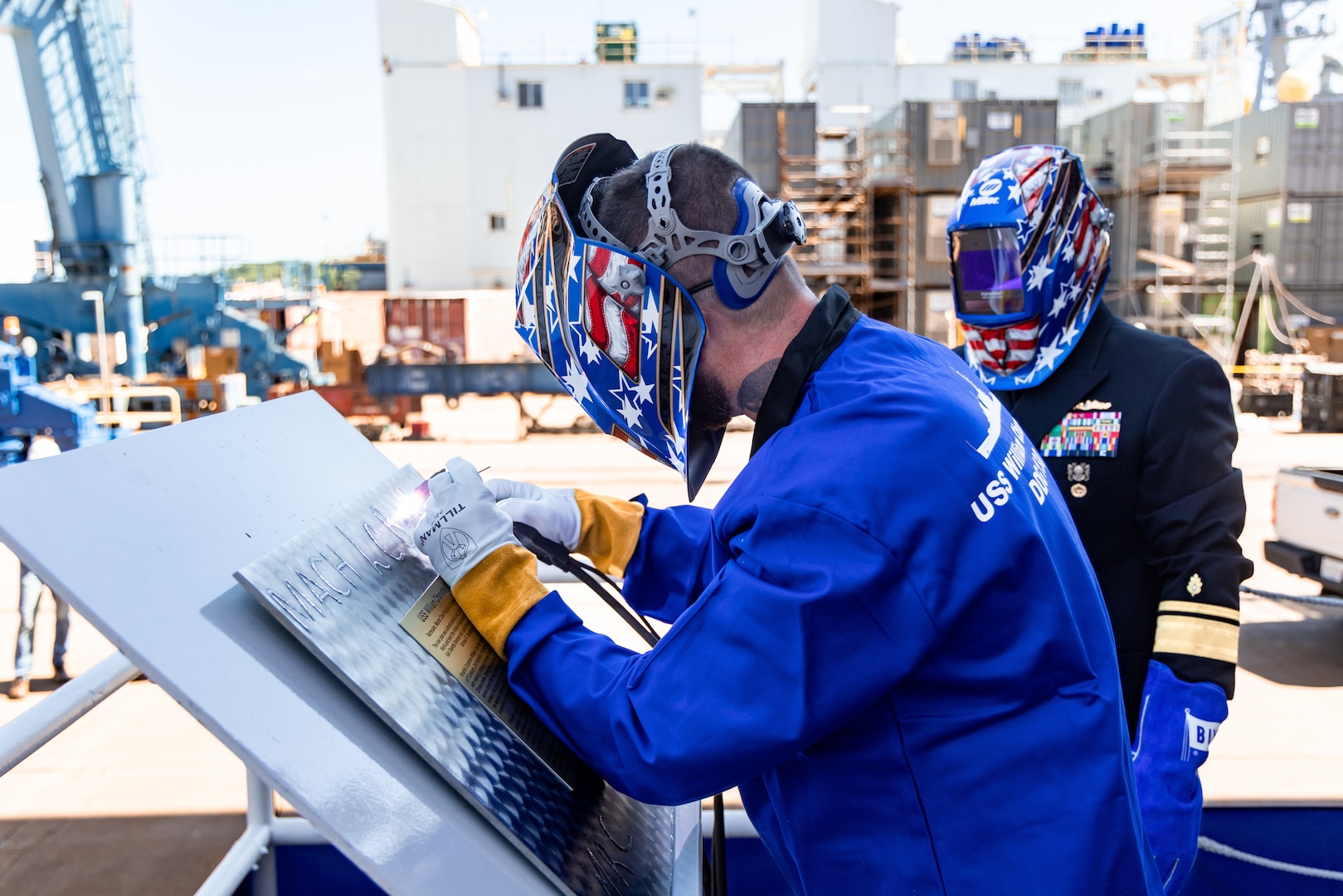 Keel laying ceremony for the future USS William Charente on Aug. 29