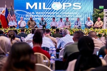 More than 200 people from 29 nations attend U.S. Indo-Pacific Command’s 35th annual International Military Law and Operations Conference (MILOPS 24) in Manila, Philippines on Aug. 27-30, 2024. Hosted by USINDOPACOM and the Philippine Department of National Defense, MILOPS provides an opportunity for participants to strengthen partnerships, engage with leading experts, and reaffirm shared commitment to international law, including respect for sovereignty and territorial integrity. USINDOPACOM is committed to enhancing stability in the Indo-Pacific region by promoting security cooperation, encouraging peaceful development, responding to contingencies, deterring aggression and, when necessary, fighting to win. (U.S. Navy photo by Chief Mass Communication Specialist Shannon M. Smith)