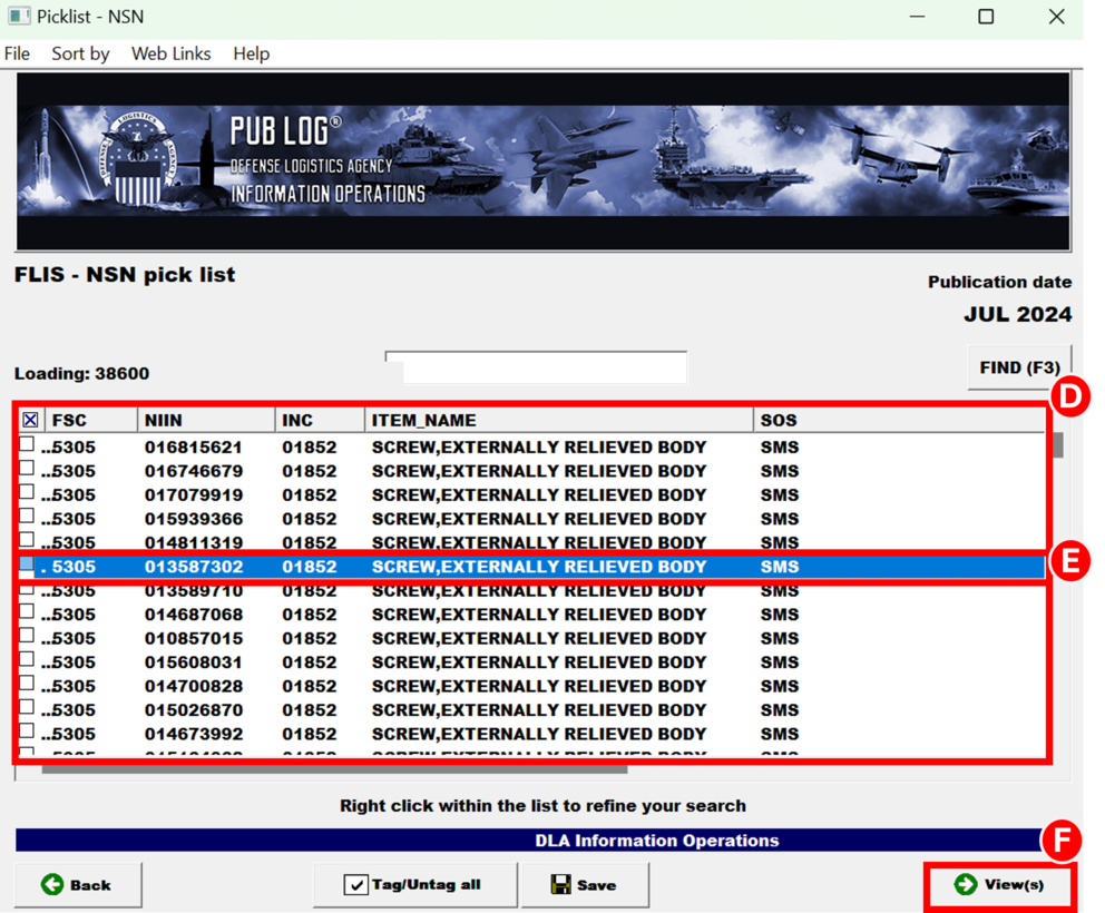 In Pub Log Classic 64-bit after searching on a term a user reviews available items, selects one, and then selects the Views button to review the item's data.