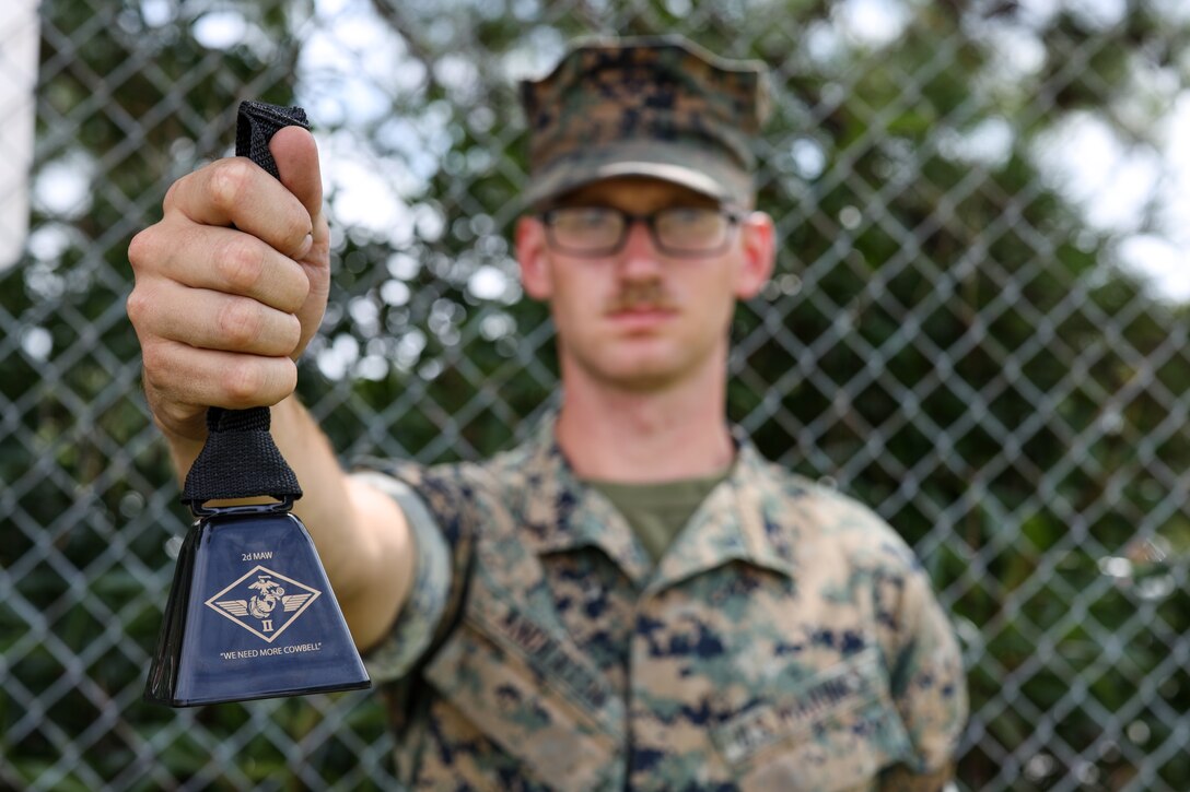 Anderton recently won a 2nd Marine Aircraft Wing (MAW) cowbell award, which recognizes and encourages members of 2nd MAW to actively seek out and implement innovations, improvements, and best practices that enhance collective performance and readiness. The cowbell award helps 2nd MAW foster a culture of continuous improvement driven by individual and shared excellence. (U.S. Marine Corps photo by Staff. Sgt. Theodore Bergan)