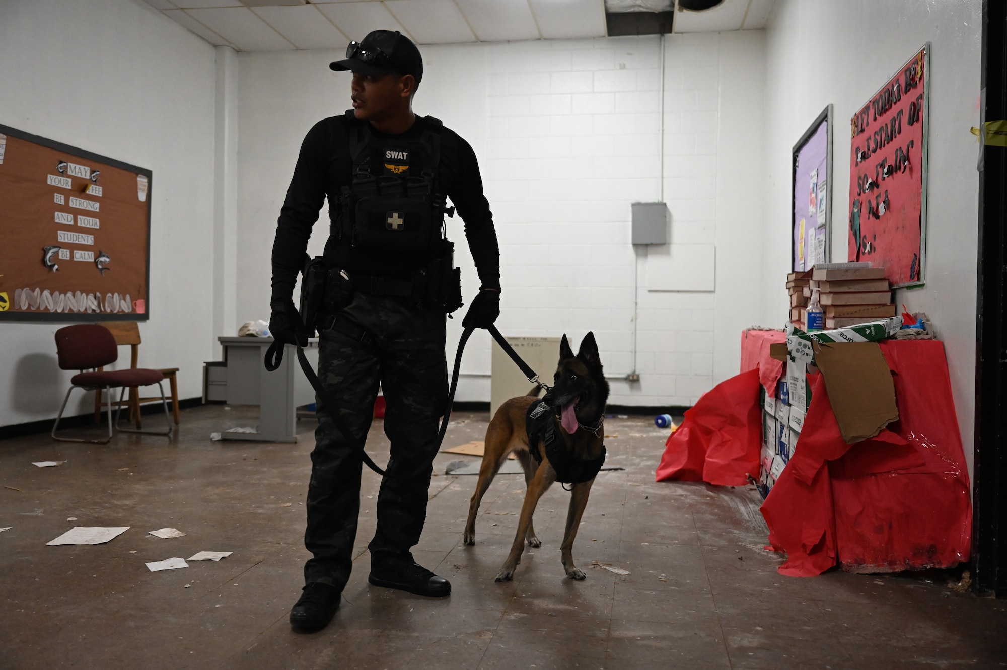 U.S. Air Force EOD (Explosive Ordinance Disposal) team, The GPD (Guam Police Department), and GPD’s K9 Unit collaborate during a train exercise to improve and enhance response capabilities for real-world bomb threats in the Indo-Pacific.