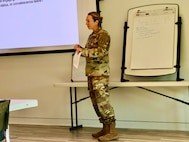 Maj. Krystal Morris during an ARCP Summit with leadership.