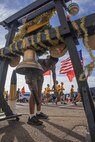 A new U.S. Marine with Golf Company, 2nd Recruit Training Battalion, rings a liberty bell during the company motivational run at Marine Corps Recruit Depot San Diego, California, Nov. 25, 2024. The company motivational run is a three-mile cadence run conducted around the Depot, the last physical training event the Marines will conduct before they graduate from MCRD San Diego and the first time their friends and families will see their newly transformed U.S. Marines. (U.S. Marine Corps photo by Cpl. Alexandra M. Earl)