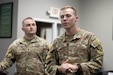 2nd Lt. Samuel Feldman speaks to officials while 1st Lt Jadon Douglas looks on, Nov. 19 in Bardstown. Members of the Kentucky National Guard County Outreach Team speak to Nelson County Emergency Management and elected officials about emergency planning and to identify any shortfalls in resources where the Guard can assist. (U.S. Army National Guard Photo by Milt Spalding)