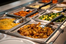 Thanksgiving meals are served at the Crosswinds Dining Facility, Nellis Air Force Base, Nevada, Nov. 28, 2024.