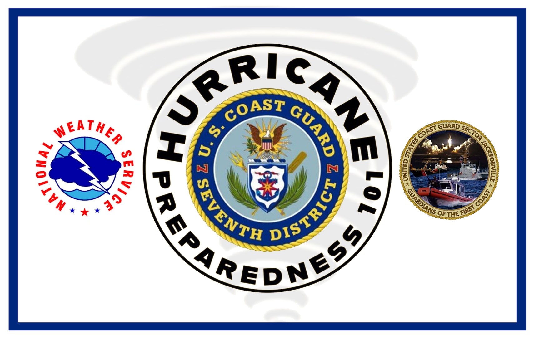 U.S. Coast Guard Seventh District, Sector Jacksonville and National Weather Service logos.