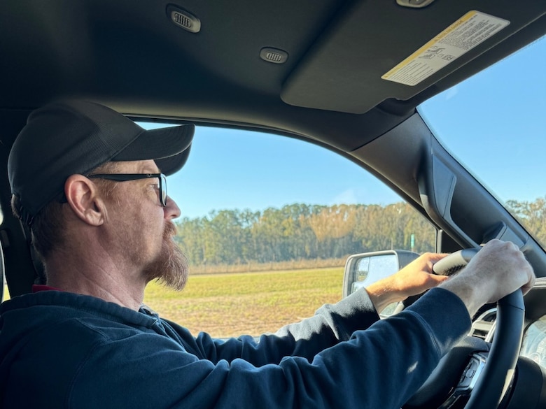 Man driving a vehicle
