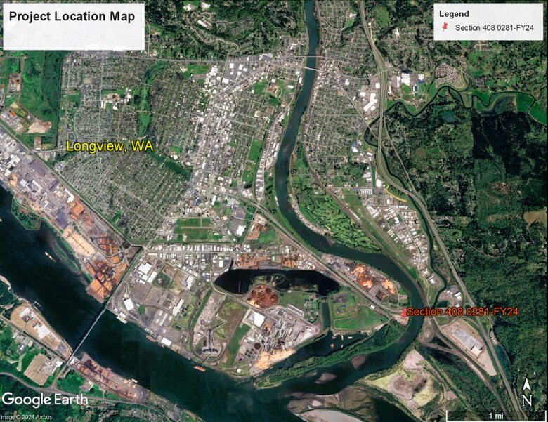 Section 408 0281-FY24 Project Location Map
Showing project at 
54 Tennant Way 
Longview, Cowlitz County, WA  98632 Oregon.