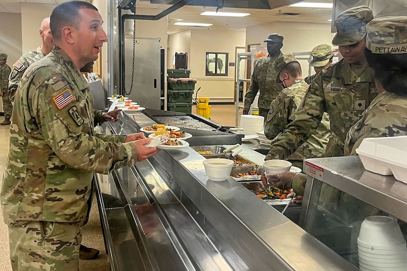 New York Army National Guard Soldiers with the 1501st Quartermaster Company (Field Feeding), 369th Sustainment Brigade, provide large-scale support to the 42nd Infantry Division’s command post exercise at Fort Indiantown Gap, Pa., Nov. 12-26, 2024. (U.S. Army National Guard photo by 2nd Lt. Rivkah Weissberger)