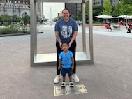 Army Capt. Alissa Sheiness and her son are at a weekend retreat through the Fort Belvoir SRU for families in Philadelphia
