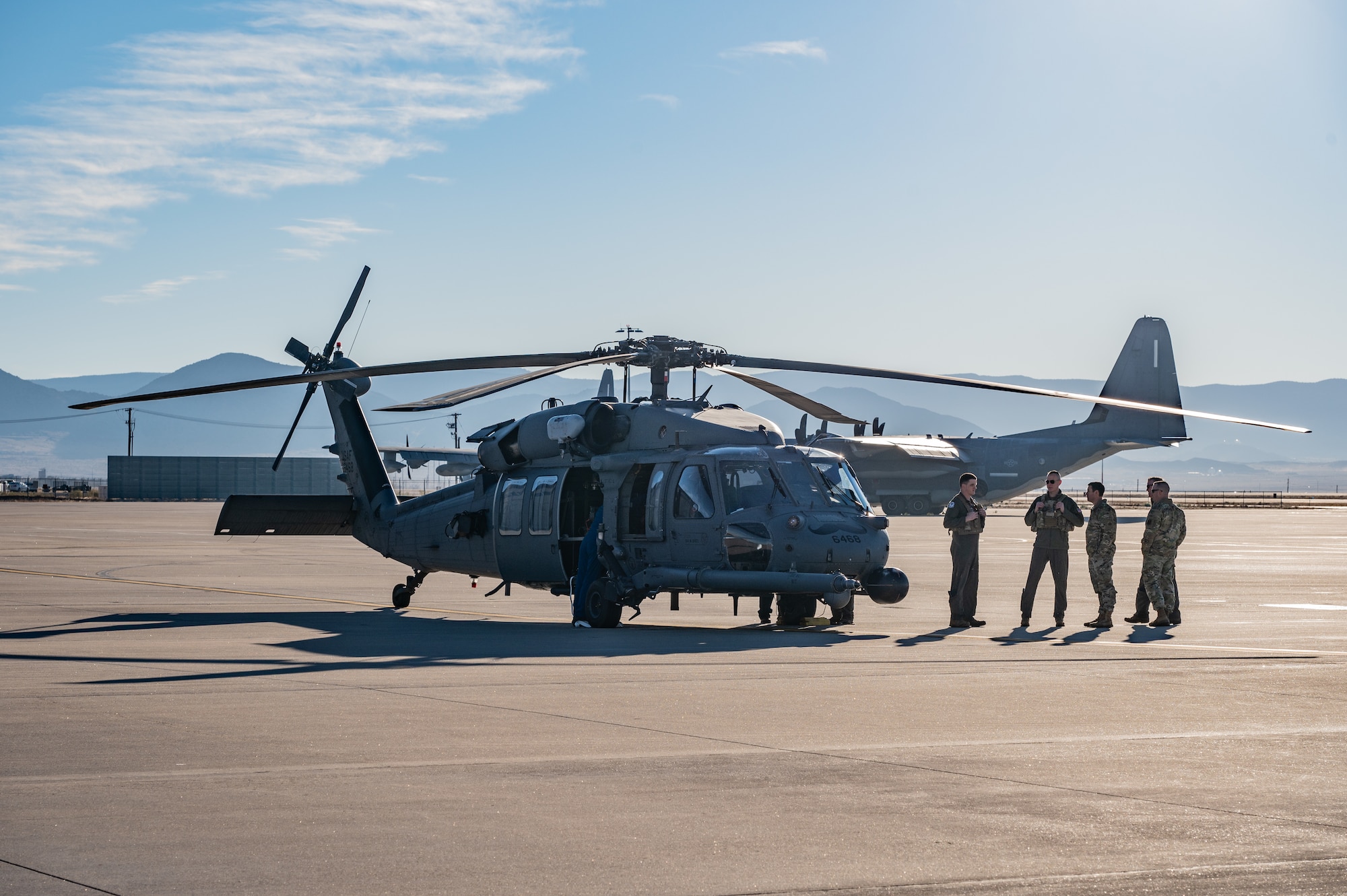 Members of the 58th Special Operations Wing prepare a HH-60G Pave Hawk helicopter for its final flight before retirement at Kirtland Air Force Base, Albuquerque, N.M., Dec. 3. The Pave Hawk has been in service since the 1980s has been used in various combat and rescue operations since. (U.S. Air Force photo by Airman 1st Class Donnell Schroeter)