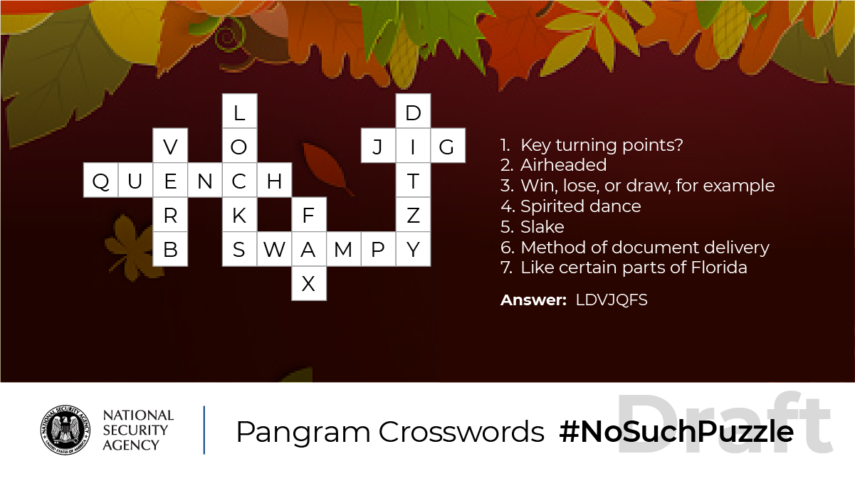 No such puzzle pangram crosswords national security agency central