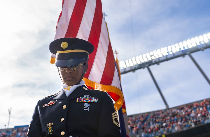 USARC Honor Guard represents during NFL Salute to Service game