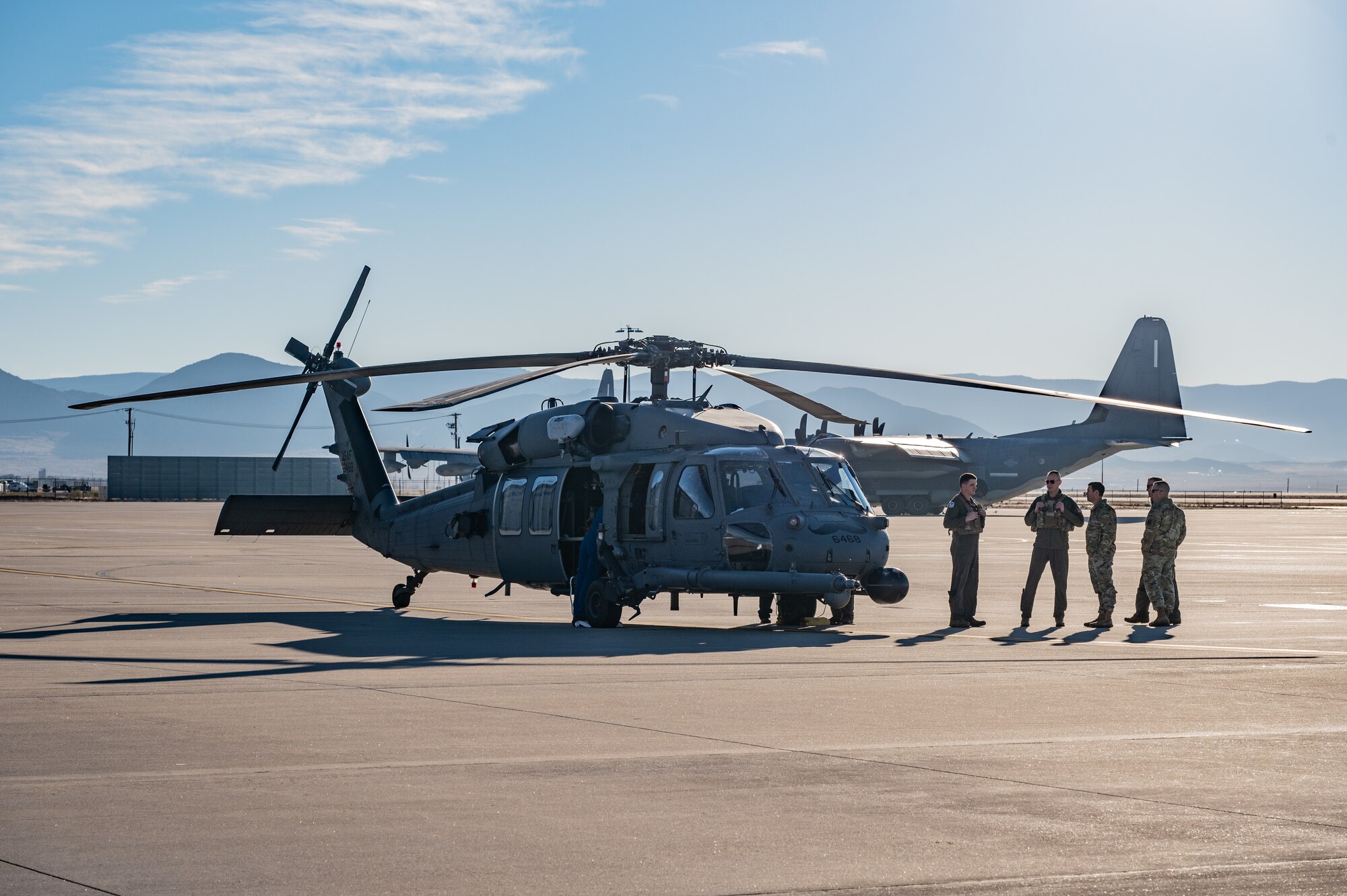 Members of the 58th Special Operations Wing prepare a HH-60G Pave Hawk helicopter for its final flight before retirement at Kirtland Air Force Base, Albuquerque, N.M., Dec. 3. The Pave Hawk has been in service since the 1980s has been used in various combat and rescue operations since. (U.S. Air Force photo by Airman 1st Class Donnell Schroeter)